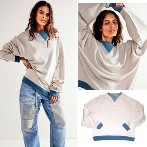 NEW Free People Classic Color Block Oversized Crewneck